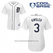Camiseta Beisbol Hombre Detroit Tigers Ian Kinsler 3 Blanco Primera Cool Base