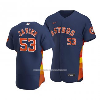 Camiseta Beisbol Hombre Houston Astros Cristian Javier Autentico Alterno Azul