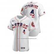 Camiseta Beisbol Hombre Houston Astros George Springer 2020 Stars & Stripes 4th of July Blanco