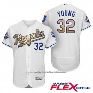 Camiseta Beisbol Hombre Kansas City Royals Campeones 32 Chris Young Flex Base Oro