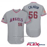 Camiseta Beisbol Hombre Los Angeles Angels 2017 Estrellas y Rayas Kole Calhoun Gris Flex Base