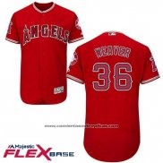 Camiseta Beisbol Hombre Los Angeles Angels 36 Jerojo Weaver Scarlet Flex Base