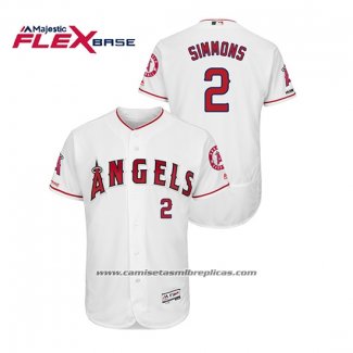 Camiseta Beisbol Hombre Los Angeles Angels Andrelton Simmons 150th Aniversario Patch Flex Base Blanco