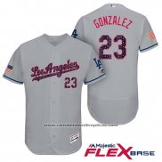 Camiseta Beisbol Hombre Los Angeles Dodgers 2017 Estrellas y Rayas Adrian Gonzalez Gris Flex Base