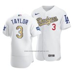 Camiseta Beisbol Hombre Los Angeles Dodgers Chris Taylor 2021 Gold Program Patch Autentico Blanco Camiseta Beisbol Hombre Los Angeles Dodgers Chris Taylor 2021 Gold Program Patch Autentico Blanco