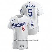 Camiseta Beisbol Hombre Los Angeles Dodgers Corey Seager Autentico Blanco