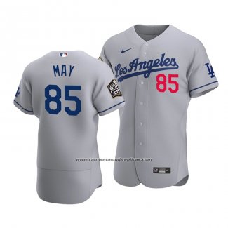 Camiseta Beisbol Hombre Los Angeles Dodgers Dustin May 2020 Autentico Road Gris