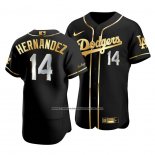 Camiseta Beisbol Hombre Los Angeles Dodgers Enrique Hernandez Golden Edition Autentico Negro