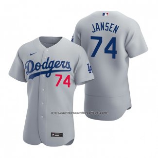 Camiseta Beisbol Hombre Los Angeles Dodgers Kenley Jansen Autentico 2020 Alterno Gris