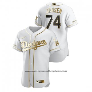 Camiseta Beisbol Hombre Los Angeles Dodgers Kenley Jansen Golden Edition Autentico Blanco