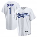 Camiseta Beisbol Hombre Los Angeles Dodgers NO 1 Groom Primera Replica Blanco