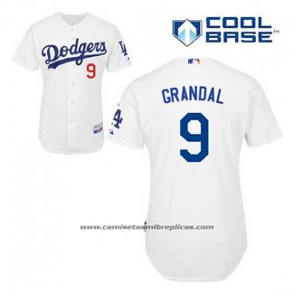 Camiseta Beisbol Hombre Los Angeles Dodgers Yasmani Grandal 9 Blanco Primera Cool Base