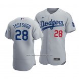 Camiseta Beisbol Hombre Los Angeles Dodgers Yoshitomo Tsutsugo Autentico Alterno Gris