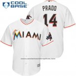 Camiseta Beisbol Hombre Miami Marlins 14 Martin Prado Blanco 2017 Cool Base