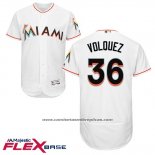 Camiseta Beisbol Hombre Miami Marlins Edinson Volquez Blanco Primera Flex Base