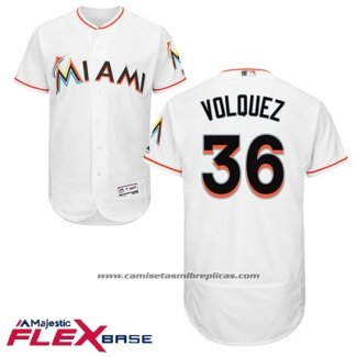 Camiseta Beisbol Hombre Miami Marlins Edinson Volquez Blanco Primera Flex Base