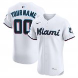 Camiseta Beisbol Hombre Miami Marlins Elite Personalizada Blanco