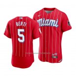 Camiseta Beisbol Hombre Miami Marlins Jon Berti 2021 City Connect Autentico Rojo