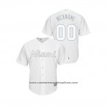 Camiseta Beisbol Hombre Miami Marlins Personalizada 2019 Players Weekend Replica Blanco