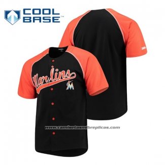 Camiseta Beisbol Hombre Miami Marlins Personalizada Stitches Negro Naranja