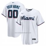 Camiseta Beisbol Hombre Miami Marlins Primera Replica Personalizada Blanco1