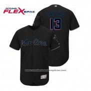 Camiseta Beisbol Hombre Miami Marlins Starlin Castro Flex Base Autentico Collection Alterno 2019 Negro
