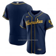 Camiseta Beisbol Hombre Milwaukee Brewers Alterno Autentico Azul