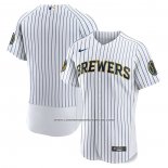 Camiseta Beisbol Hombre Milwaukee Brewers Alterno Autentico Blanco