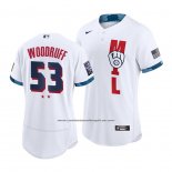 Camiseta Beisbol Hombre Milwaukee Brewers Brandon Woodruff 2021 All Star Autentico Blanco