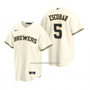 Camiseta Beisbol Hombre Milwaukee Brewers Eduardo Escobar Replica Primera Crema
