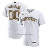 Camiseta Beisbol Hombre Milwaukee Brewers Personalizada 2022 All Star Autentico Blanco