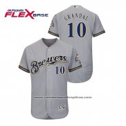 Camiseta Beisbol Hombre Milwaukee Brewers Yasmani Grandal Autentico Flex Base Gris