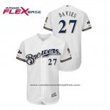 Camiseta Beisbol Hombre Milwaukee Brewers Zach Davies 2019 Postemporada Flex Base Blanco