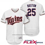 Camiseta Beisbol Hombre Minnesota Twins 2017 Postemporada Byron Buxton Blanco Flex Base