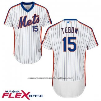 Camiseta Beisbol Hombre New York Mets 15 Tim Tebow Flex Base Blanco