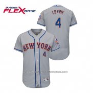 Camiseta Beisbol Hombre New York Mets Jed Lowrie 150th Aniversario Patch Autentico Flex Base Gris