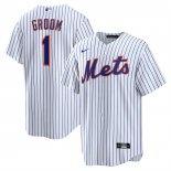 Camiseta Beisbol Hombre New York Mets NO 1 Groom Primera Replica Blanco