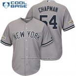 Camiseta Beisbol Hombre New York Yankees 2017 Postemporada Aroldis Chapman Gris Cool Base