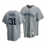 Camiseta Beisbol Hombre New York Yankees Aaron Hicks Cooperstown Collection Road Gris