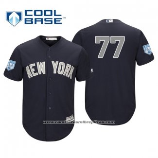 Camiseta Beisbol Hombre New York Yankees Clint Frazier Cool Base Alterno Entrenamiento de Primavera 2019 Azul