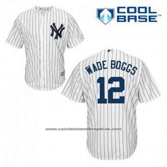 Camiseta Beisbol Hombre New York Yankees Wade Boggs 12 Blanco Primera Cool Base