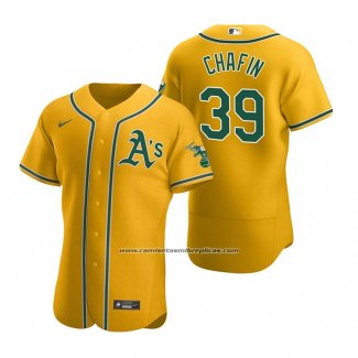 Camiseta Beisbol Hombre Oakland Athletics Andrew Chafin Autentico Primera Oro