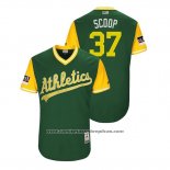 Camiseta Beisbol Hombre Oakland Athletics Edwin Jackson 2018 LLWS Players Weekend Scoop Green