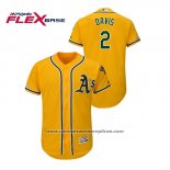 Camiseta Beisbol Hombre Oakland Athletics Khris Davis 150th Aniversario Patch Autentico Flex Base Oro