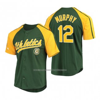 Camiseta Beisbol Hombre Oakland Athletics Sean Murphy Replica Button Down Raglan Verde