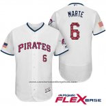 Camiseta Beisbol Hombre Pittsburgh Pirates 2017 Estrellas y Rayas Starling Marte Blanco Flex Base