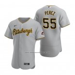 Camiseta Beisbol Hombre Pittsburgh Pirates Roberto Perez Autentico Road Gris