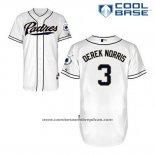 Camiseta Beisbol Hombre San Diego Padres Derek Norris 3 Blanco Primera Cool Base