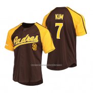 Camiseta Beisbol Hombre San Diego Padres Ha Seong Kim Replica Button Down Raglan Marron