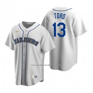 Camiseta Beisbol Hombre Seattle Mariners Abraham Toro Cooperstown Collection Primera Blanco